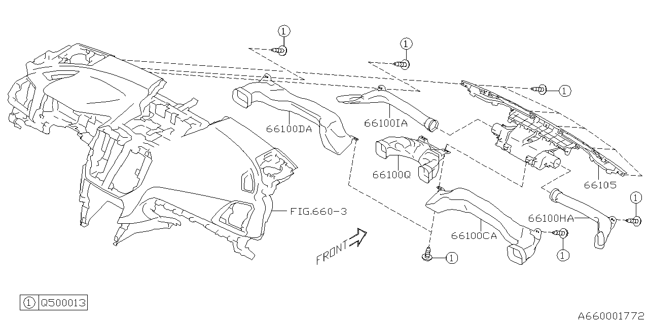 Subaru 66105FL000 Nozzle Front DEFROSTER