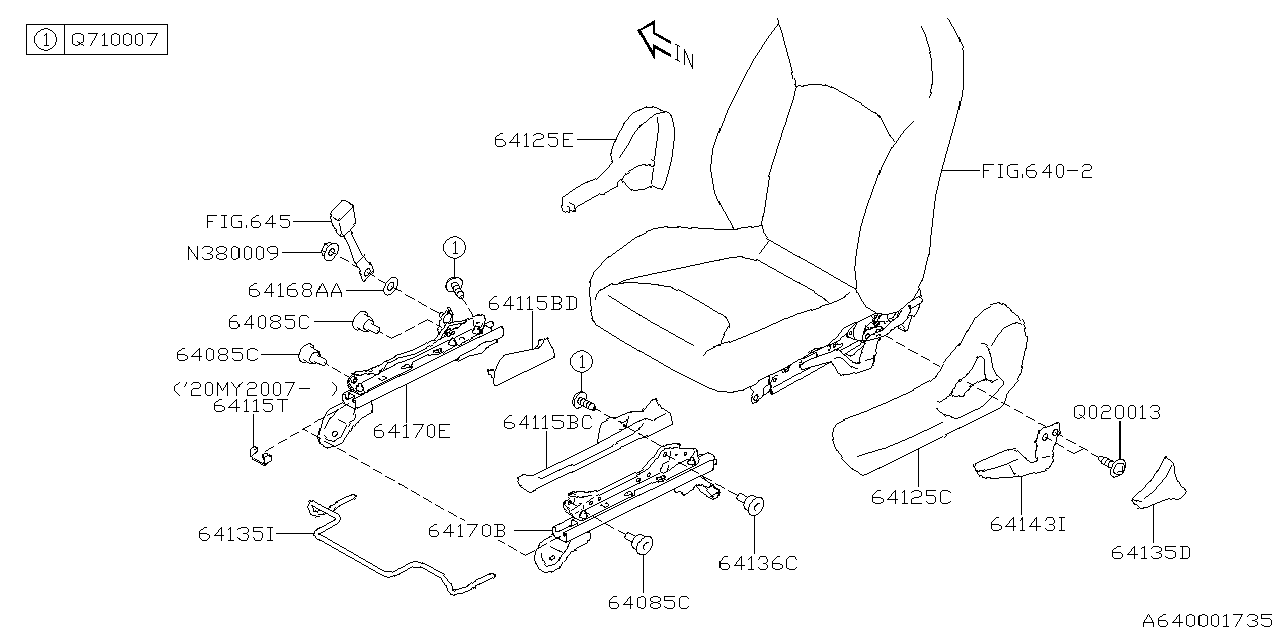 Subaru 64115FL250VH Cover Hinge Front Seat In