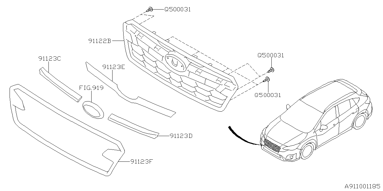 Subaru 91123FL190 Molding LWR Xv PHV