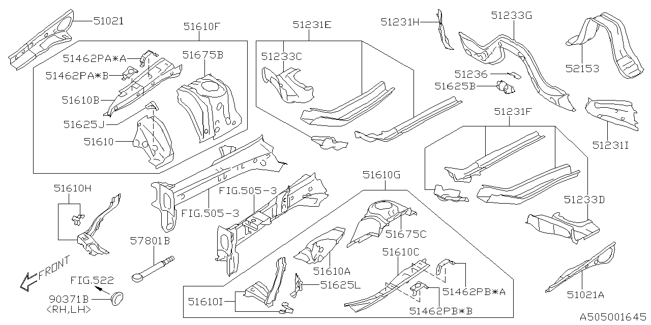 Subaru 51630FL3109P Reinforcement Toe Board Rear