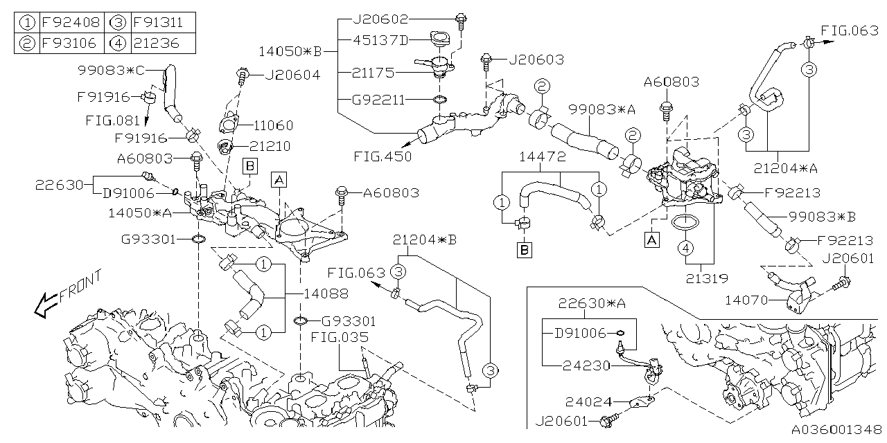 Subaru 14088AA070 Hose Ay-WTR BYPAS