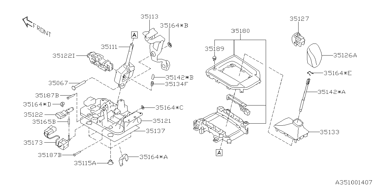 Subaru 35133FL000 Boot Select Lever