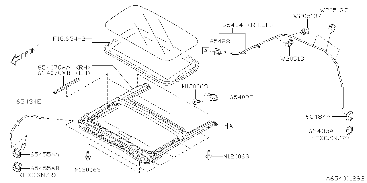 Subaru 65455FL000 GROMMET SUNROOF Drain