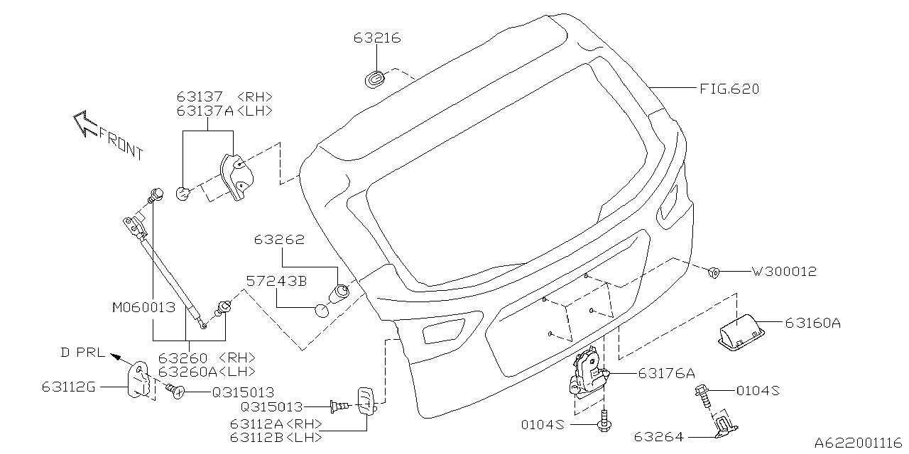 Subaru 63269FL010 Rear Gate Stay Assembly, Left