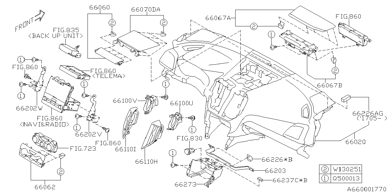 Subaru 66049FL100 Panel Complete Instrument