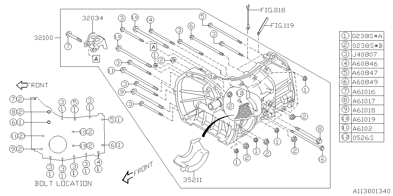 Subaru 32034AA070 Bracket Complete PCH Stp