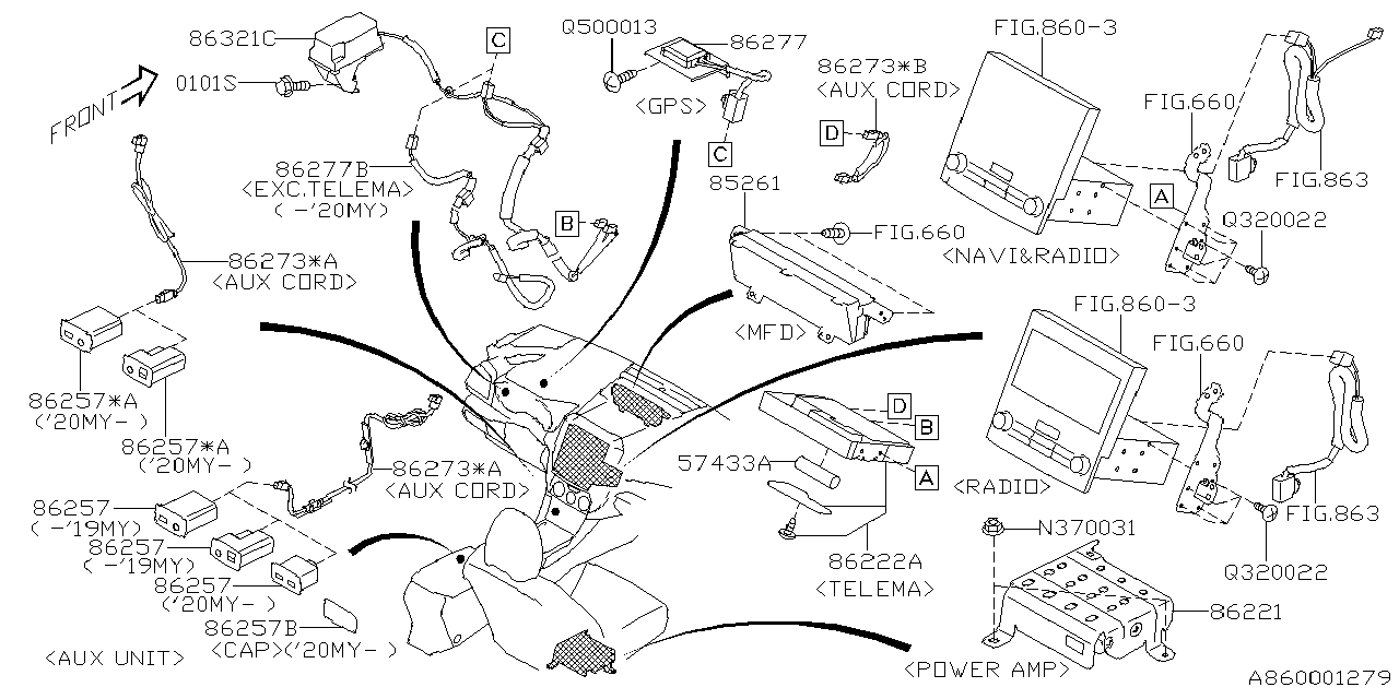 Subaru 85261FL010 Multi DISP Assembly Std