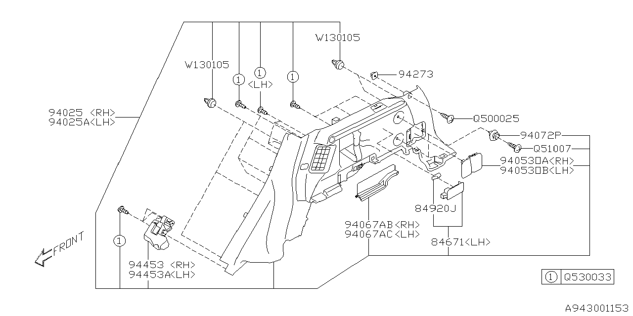 Subaru 94055FL000VH Lid Emergency RH