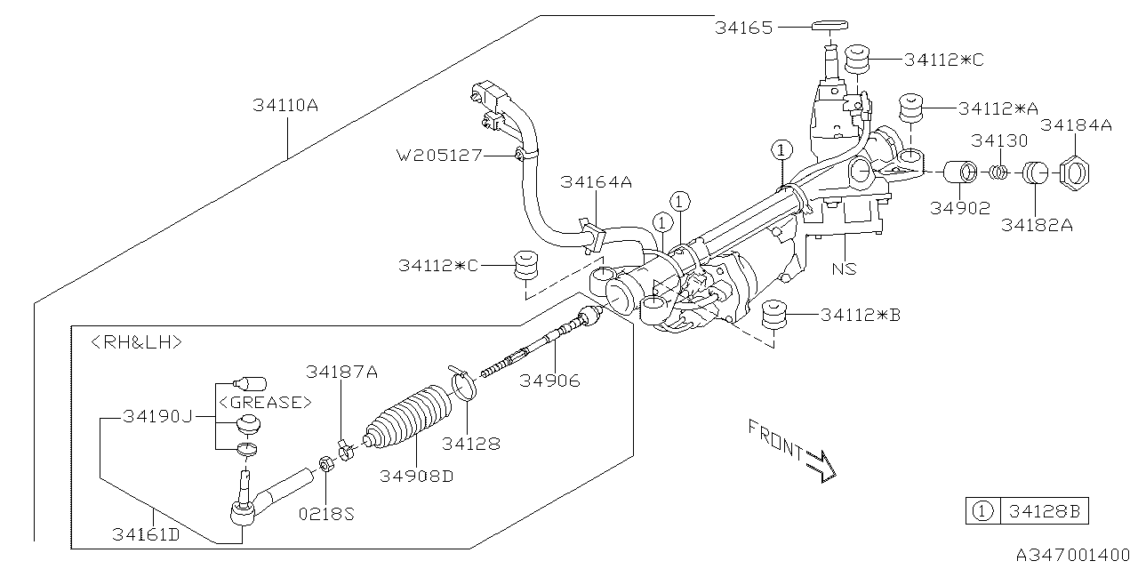 Subaru 34110FL070 Power Steering Gear Box Assembly