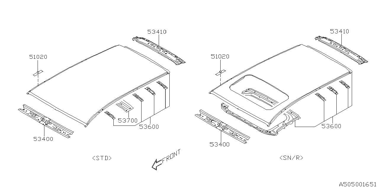 Subaru 53600FL0809P Panel Complete Roof