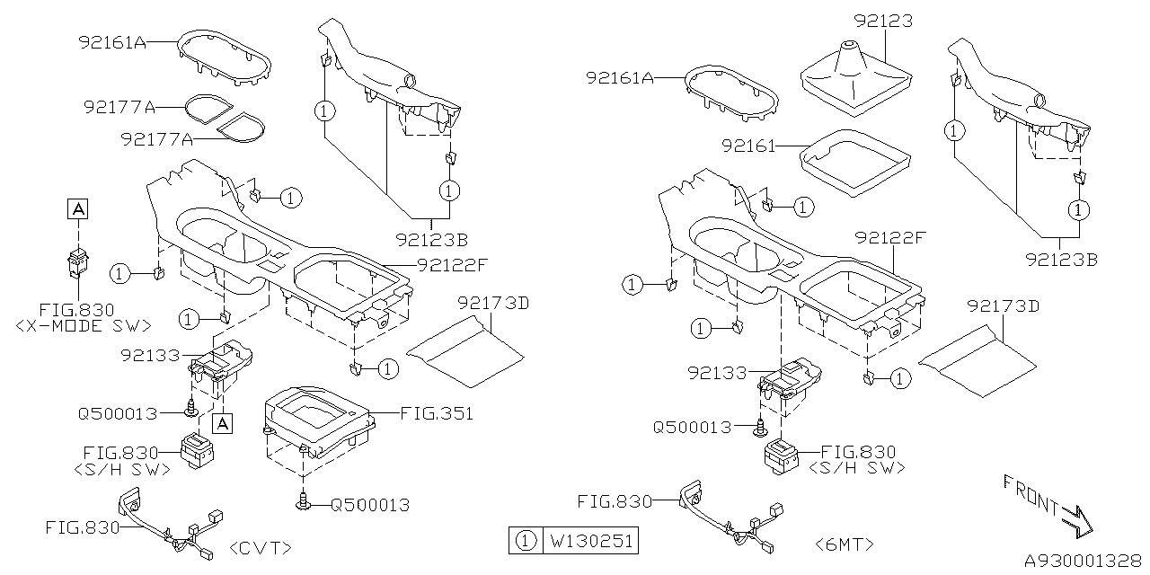 Subaru 92169FL000 Cover Shift Lever