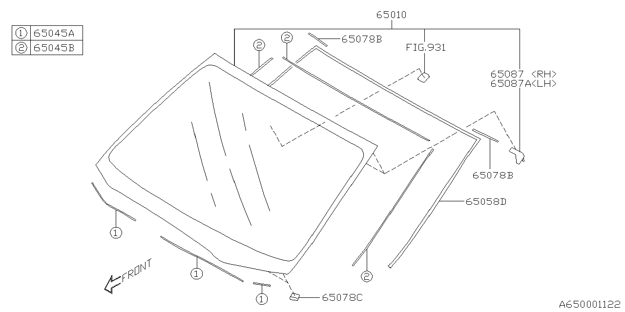 Subaru 65058FL000 Molding Front Window