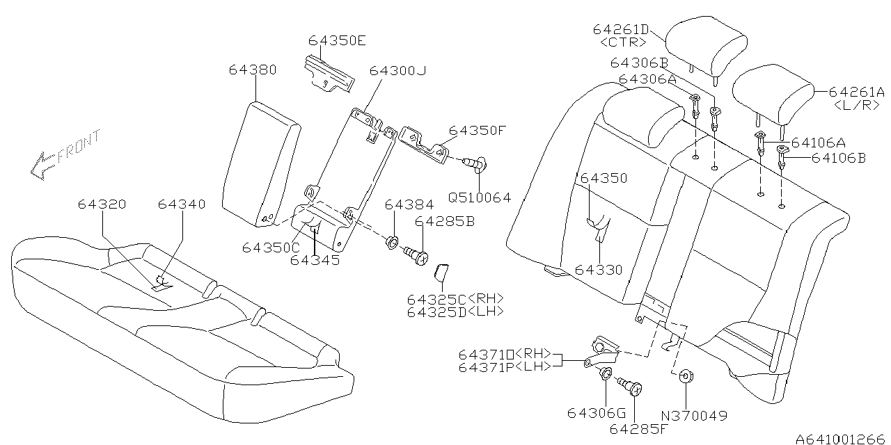 Subaru 64261AG23AWA Head Rest Assembly Rear Side