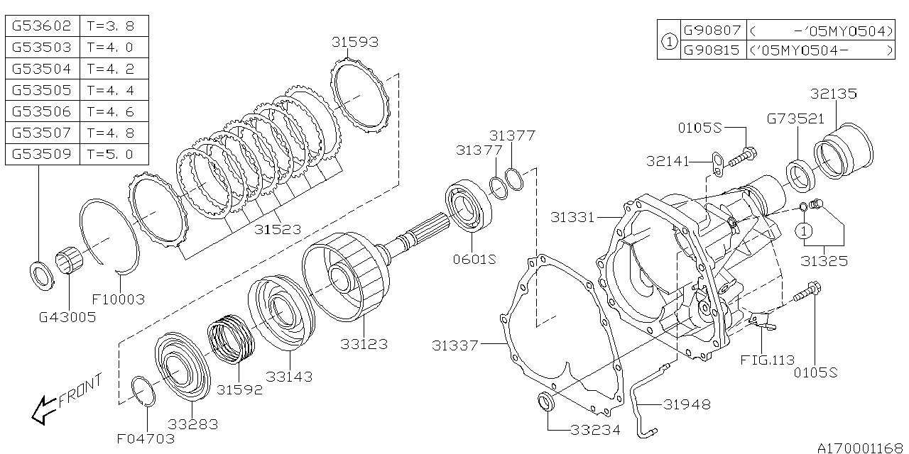 Subaru 31523AA230 Plate Set Transfer Clutch