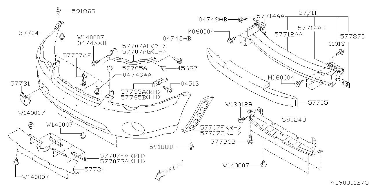 Subaru 57712AG01A Beam Assembly Front SIA Std