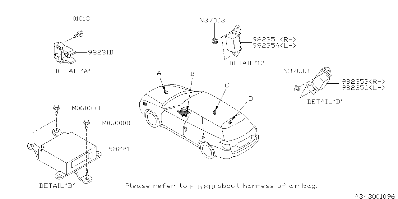 Subaru 98235AG03A Air Bag SATL Sensor Side LH