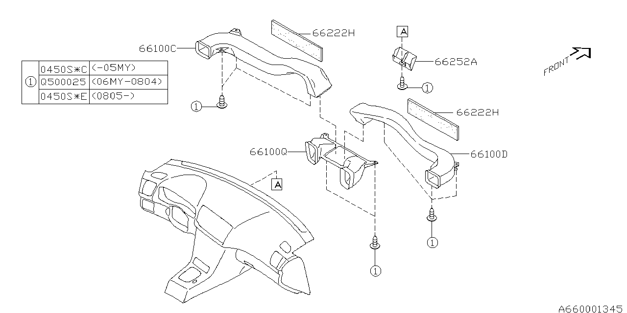 Subaru 66252AG01A Guide Fin Duct Front