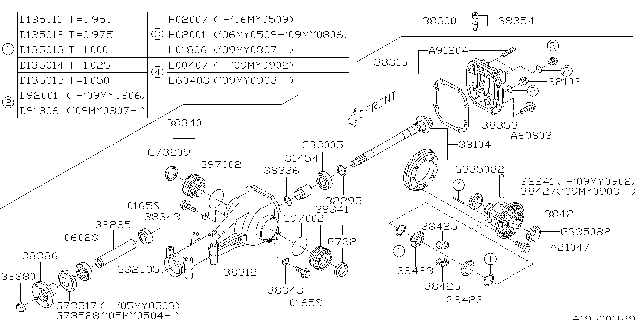 Subaru 38104AA201 Gear Set HYP 4WD