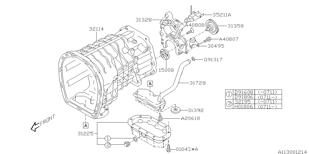 Subaru 32114AA140 Case Complete Trans