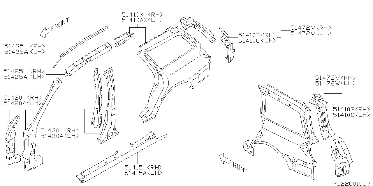 Subaru 51435AG05A9P Drip Rail Roof 4DLH