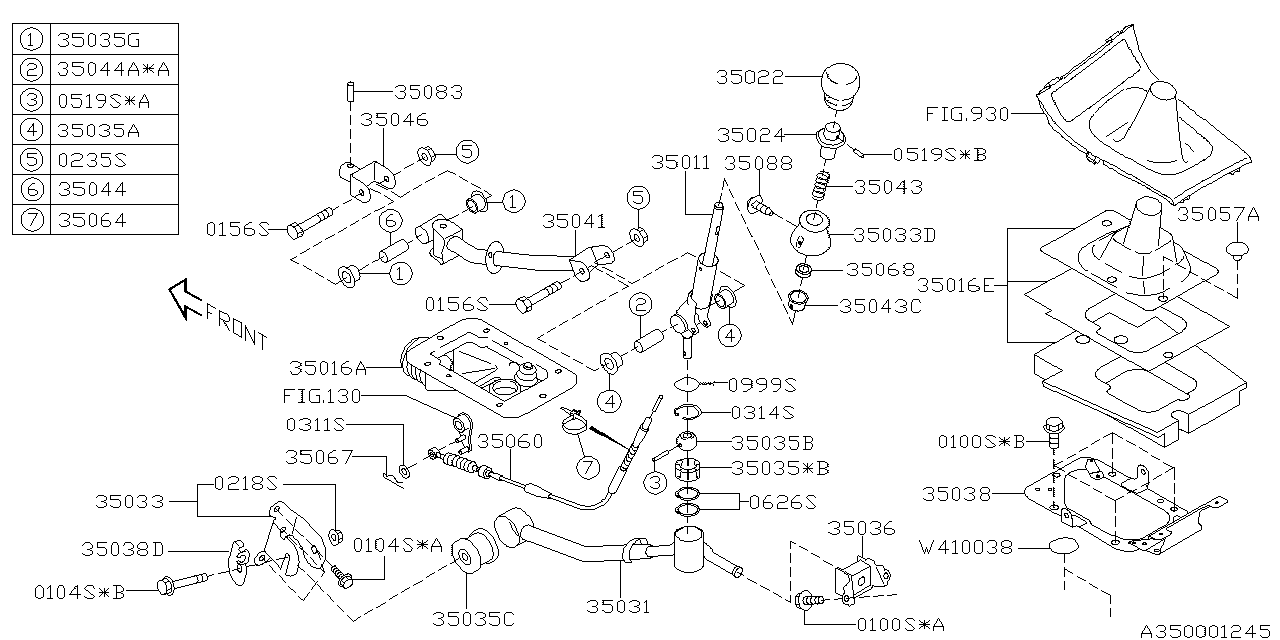 Subaru 35016FG000 Boot Gear Shift In