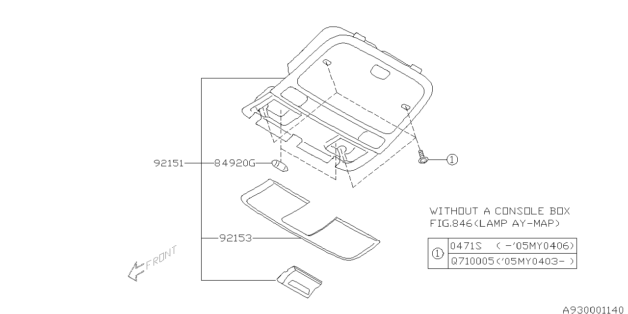 Subaru 92151AG14AOR Console Assembly Over Head Co