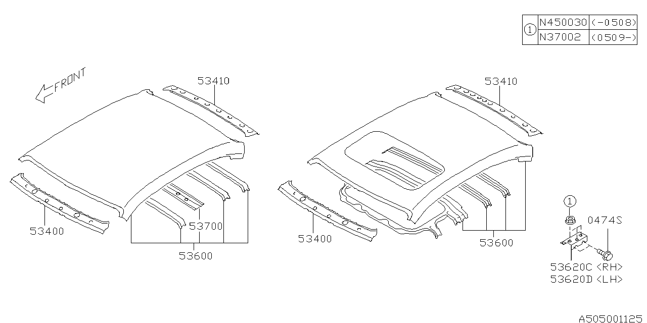 Subaru 53400AG11A9P Rail Complete Front