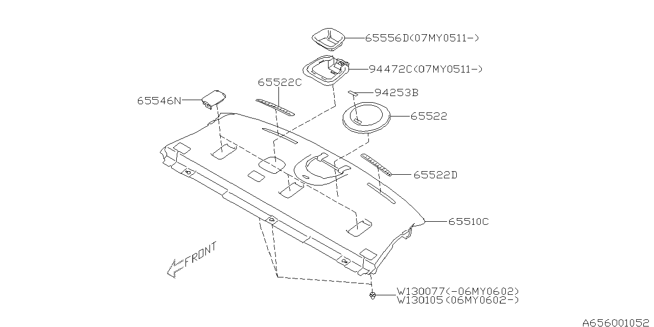 Subaru 65512AG05AJC Shelf Rear