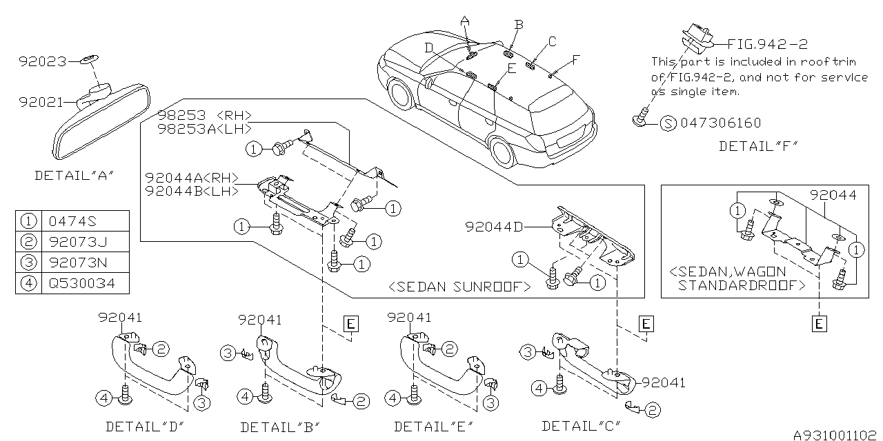 Subaru 92041AG02AOR Assist Rail Assembly