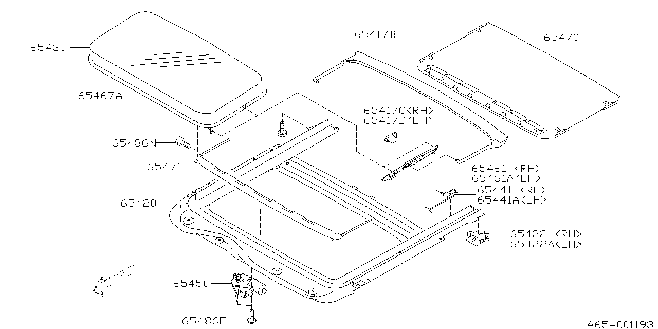 Subaru 65470AG00AOR Sun Shade Assembly