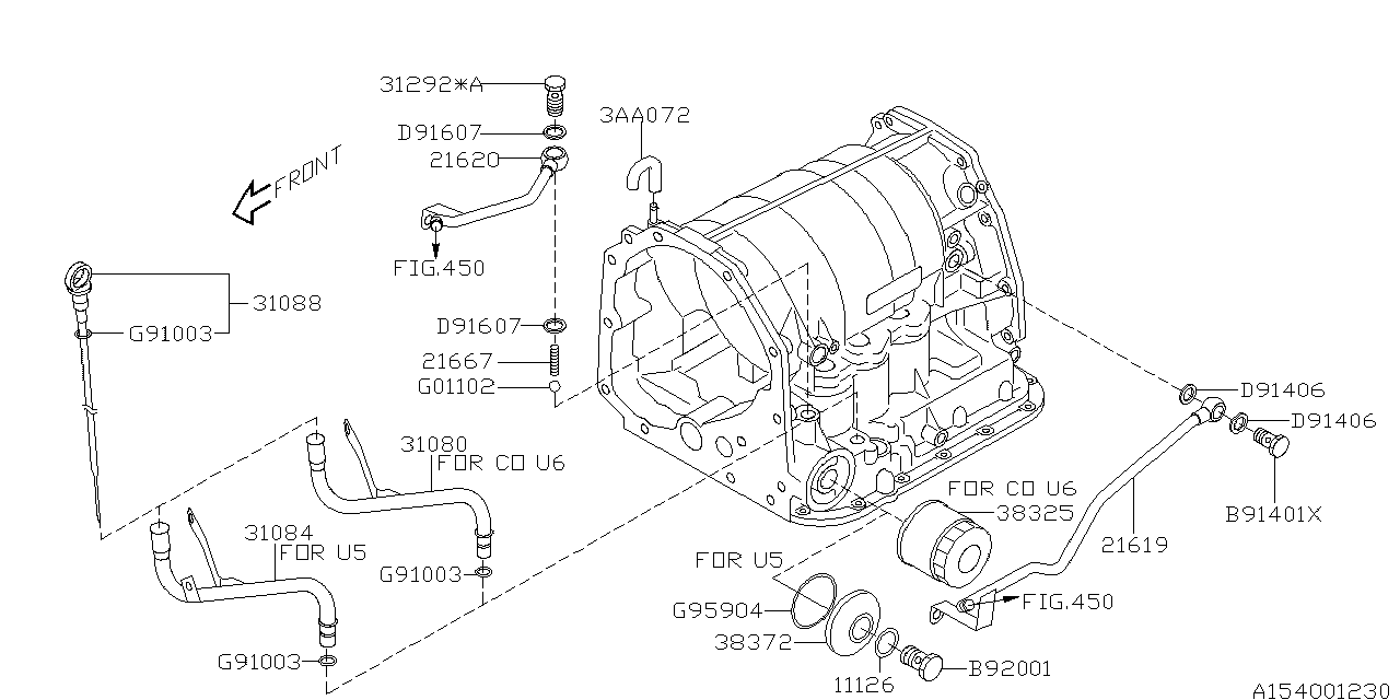 Subaru 21620AA140 Pipe Complete Oil Cooler Out