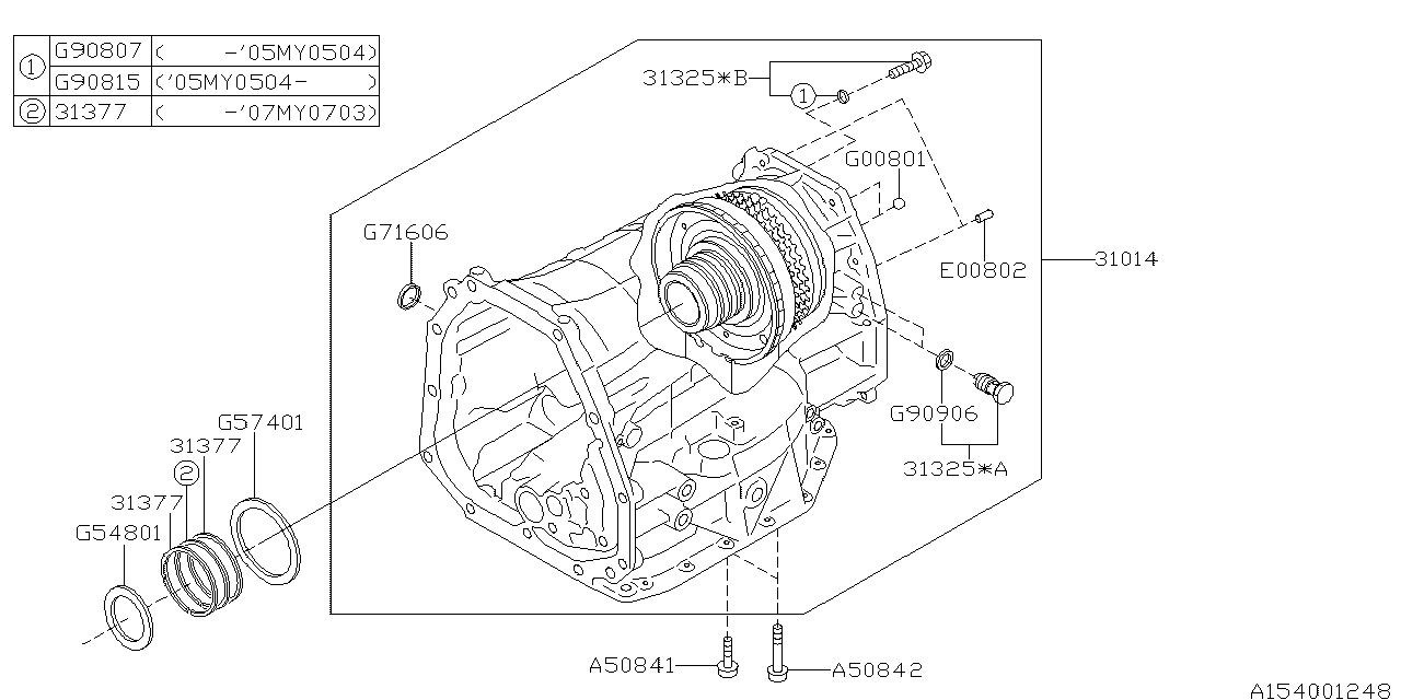 Subaru 31014AA130 Short Automatic Trans Assembly