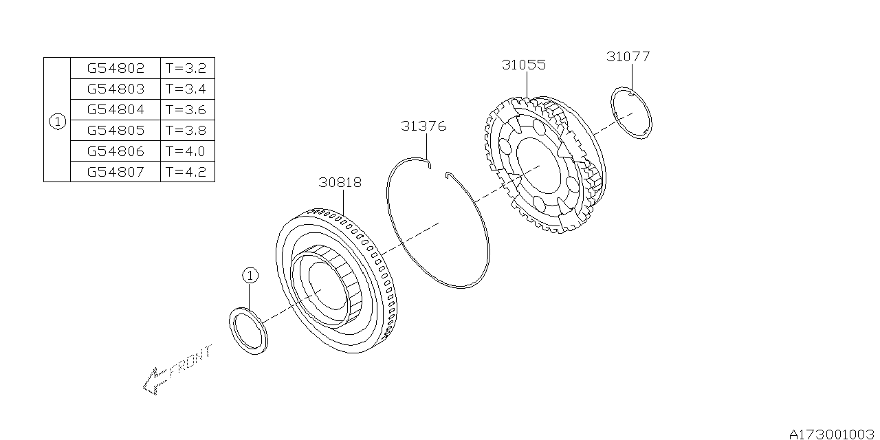 Subaru 30818AA000 Gear Assembly Sun Front