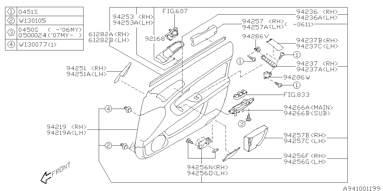 Subaru 94253AG28A Plate ORNMNT Front Door RH