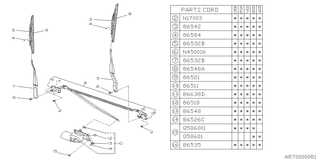 Subaru 86542GA490 Blade Assembly-Windshield Wiper