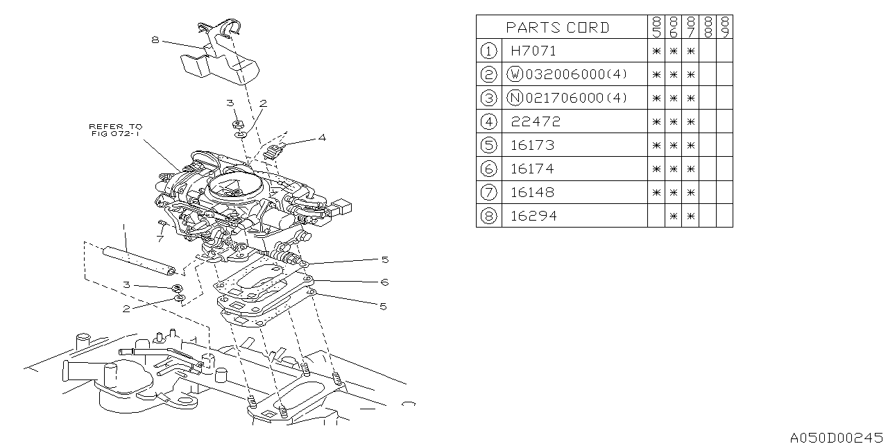 Subaru 16173AA030 CARBURETOR Gasket