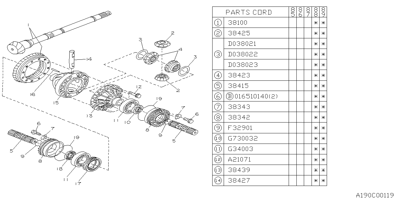 Subaru 38342AA000 RETAINER Differential Side