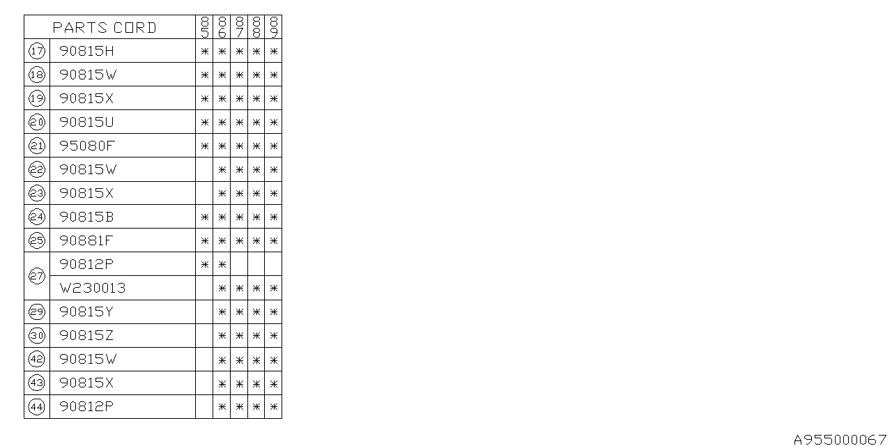 Subaru 90815GA450 INSULATOR Rear Floor