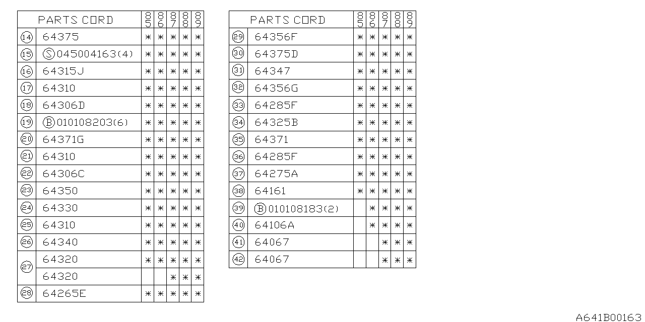 Subaru 64932GA020 FLANGE Screw