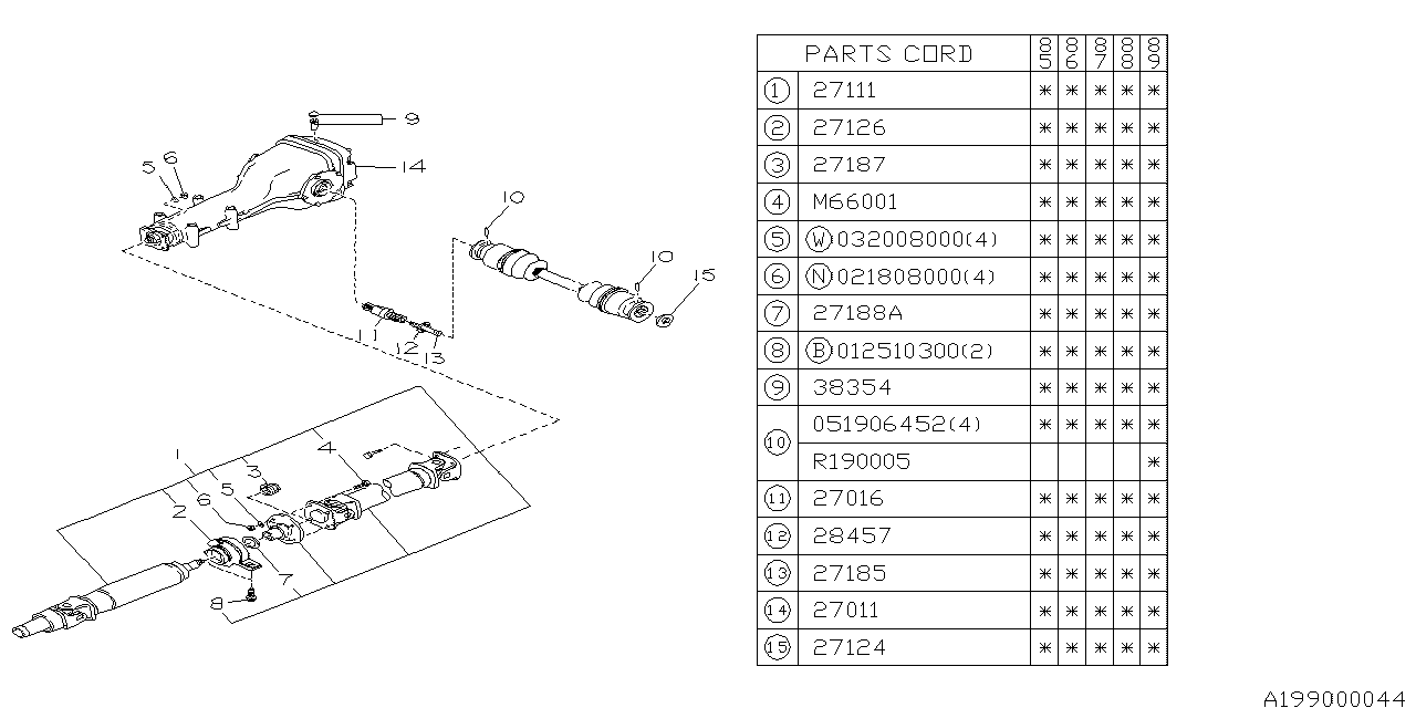 Subaru 722037011 Center Bearing Assembly