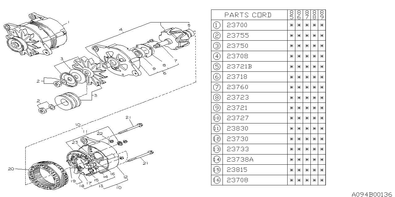 Subaru 23750AA000 ALTERNATOR PULLEY