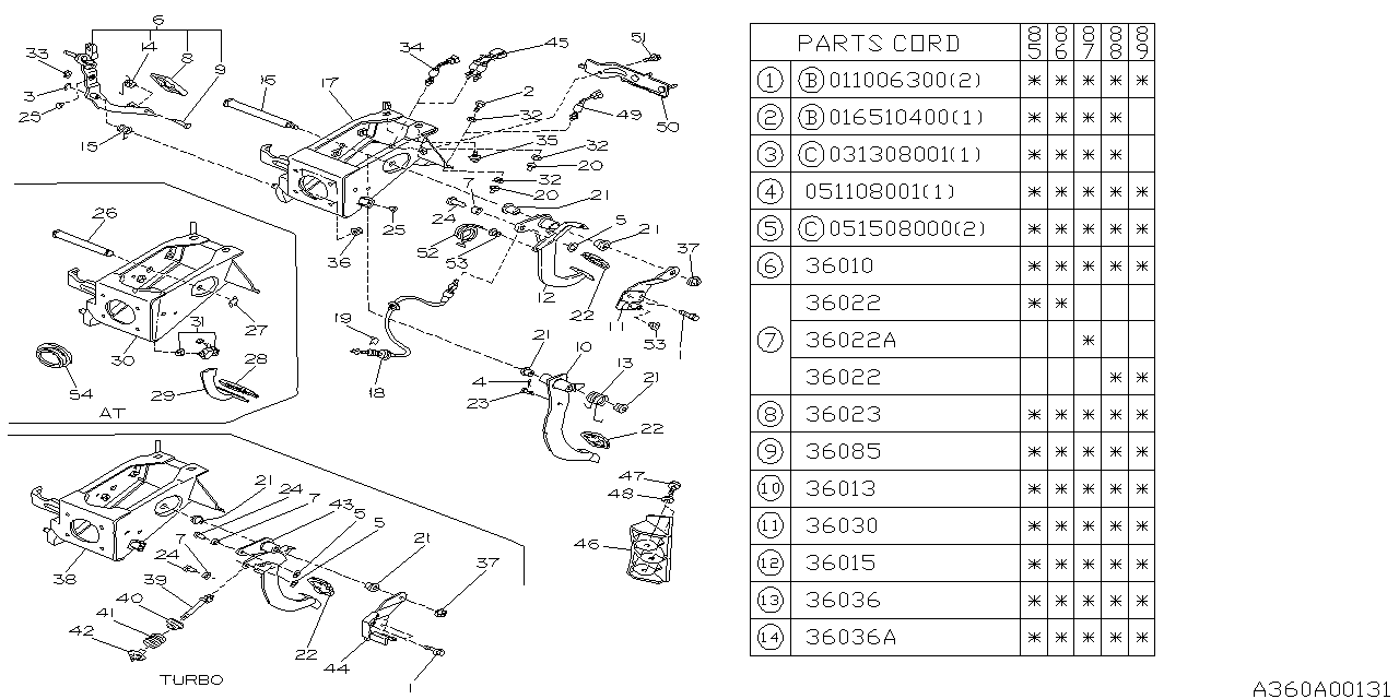 Subaru 36010GA350 Accelerator Pedal