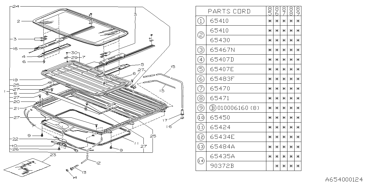 Subaru 65433GA140 GARNISH Sun Roof