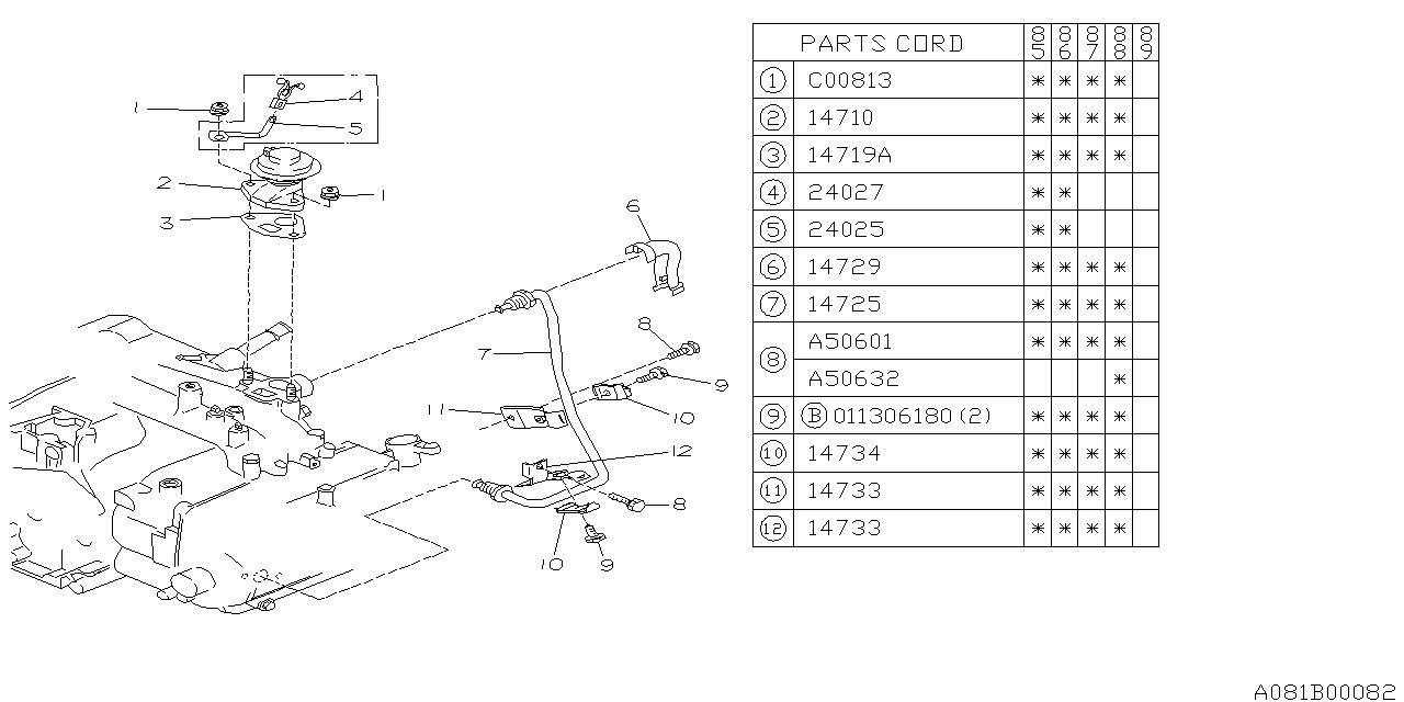 Subaru 14733AA012 EGR Pipe Stay