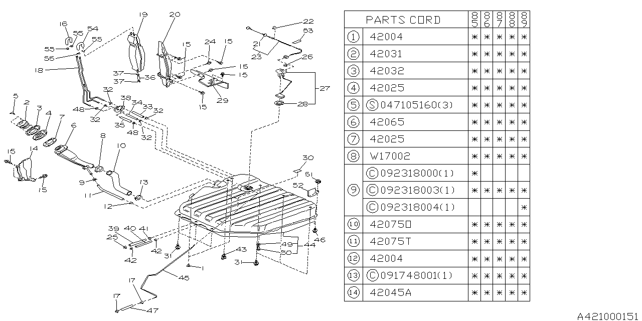Subaru 42032GA120 Fuel Filler Cap Assembly