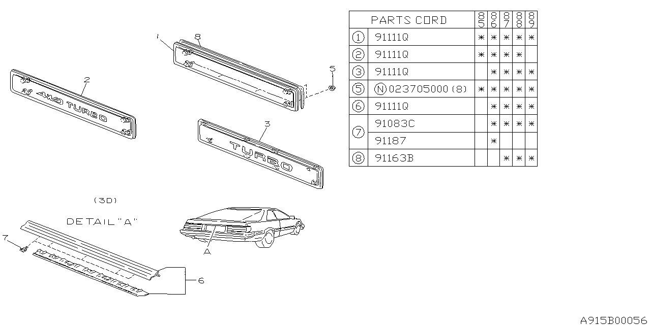 Subaru 91057GA280 GARNISH Rear