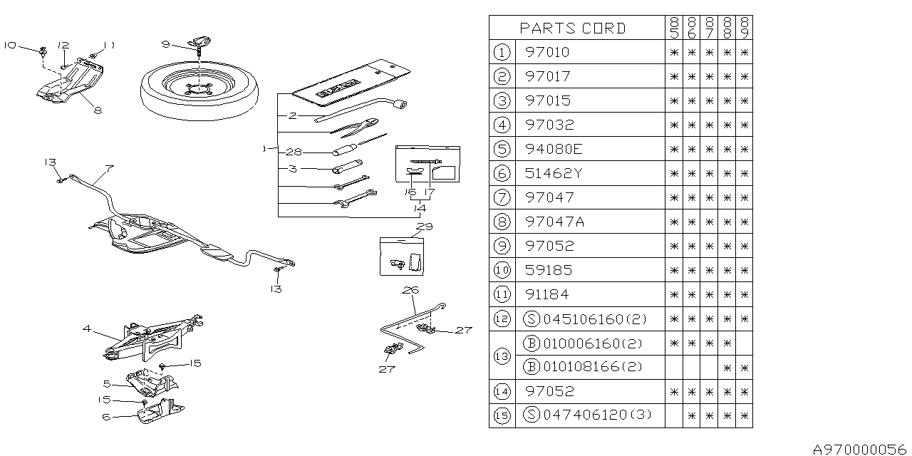 Subaru 97031GA180 Jack