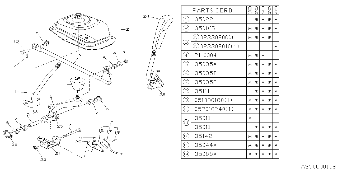 Subaru 33131GA400EA Select Lever Assembly