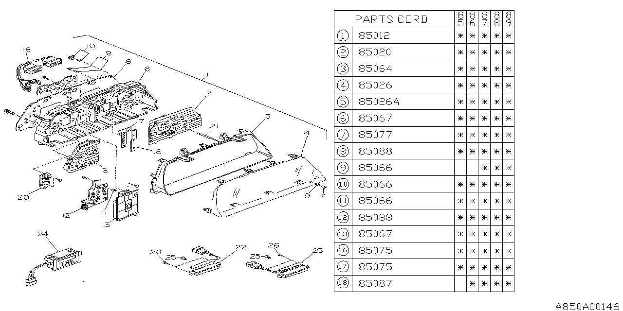 Subaru 85076GA070 Printed Plate