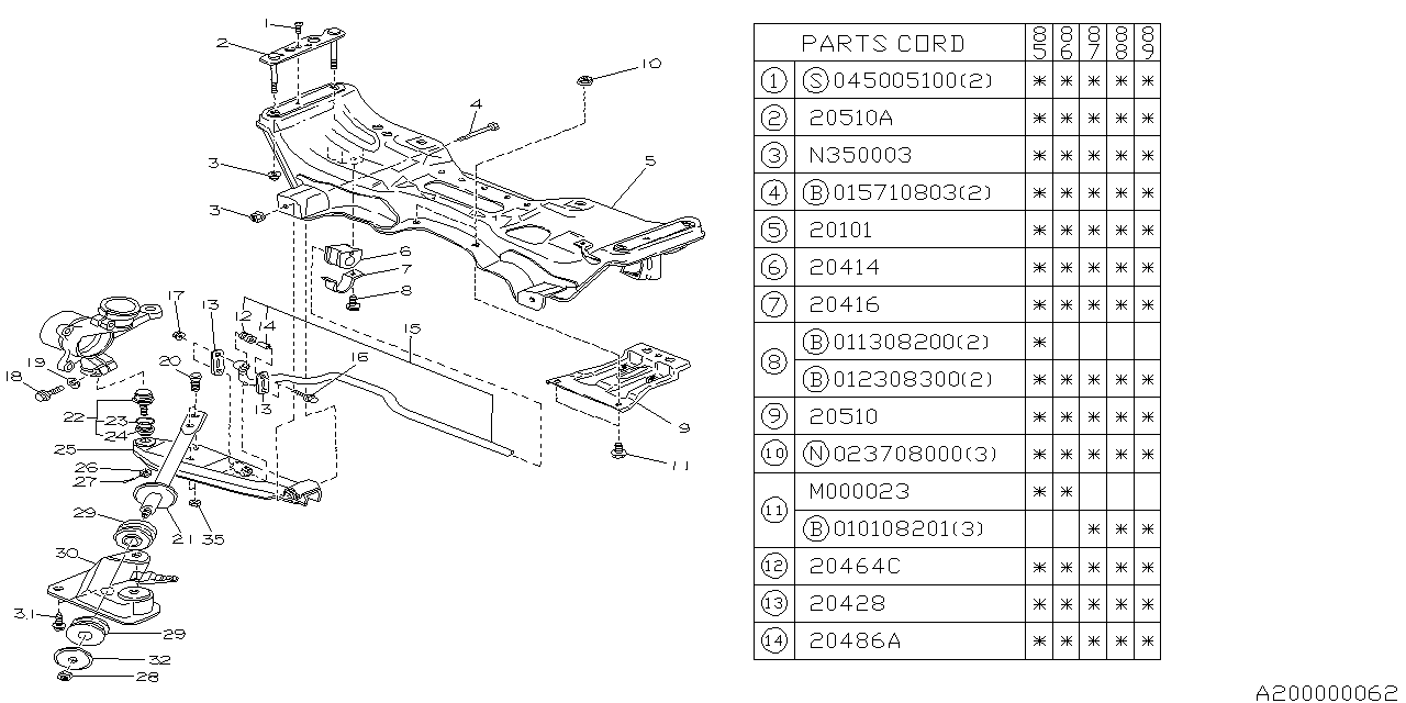 Subaru 21242GA150 Plate Complete CROSSMEMBER